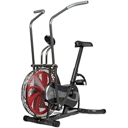 Bicicleta Estatica Con Potenciometro SportPlus Fan Bike, Air Bike, bicicleta de ejercicio, resistencia al aire y freno de correa, turbina de viento, entrenamiento total del cuerpo, peso máximo hasta 100 kg, SP-FB-1000…