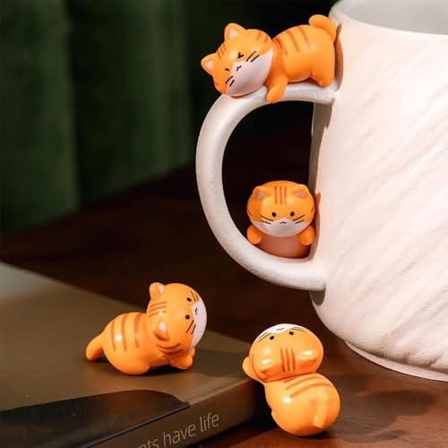 Image of Ascension 6 Pcs Mini Cat Cute Car Accessories Funny Rear View Mirror & Dashboard Decorations Lovely Animal Miniature Figurines Creative Cute Kitten DIY Home Dollhouse Bonsai Garden Decoration