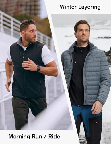 Image of fit space Men's Lightweight Vest Softshell Sleeveless Windproof Jacket with Zipper Pcoket Cycling Travel Hiking Running Golf
