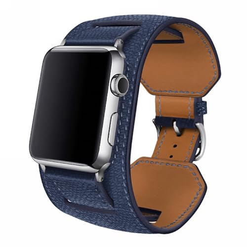 iWatch Series 10 42mm : Protégez votre Montre avec ce Bracelet en Cuir Bleu Marine anti-choc