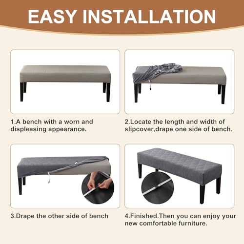 Funda elástica para banco de comedor pack de 4 unidades protector lavable para asiento beige 8
