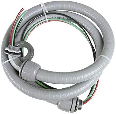 Electrical AC Whip Assembly -1/2" x 6ft Non-Metallic Liquid Tight Electrical Conduit and 10 Gauge Wire A/C Hook-up Whip Kit