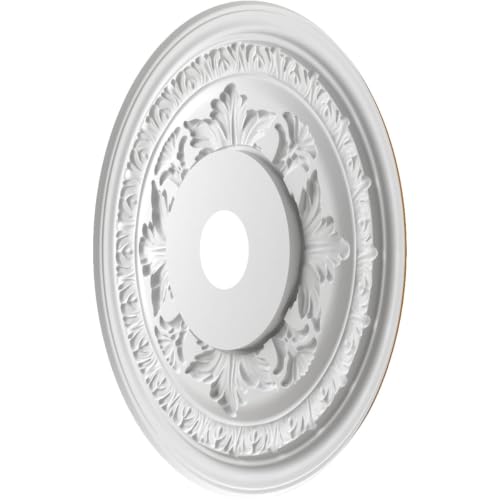 Image of Ekena Millwork CMP22BADVG Baltimore Thermoformed PVC Ceiling Medallion (Fits Canopies up to 7 3 /4 inch), 22 inchOD x 3 1 /2 inchID x 1 inchP, Universal Aged Metallic Vintage Gold