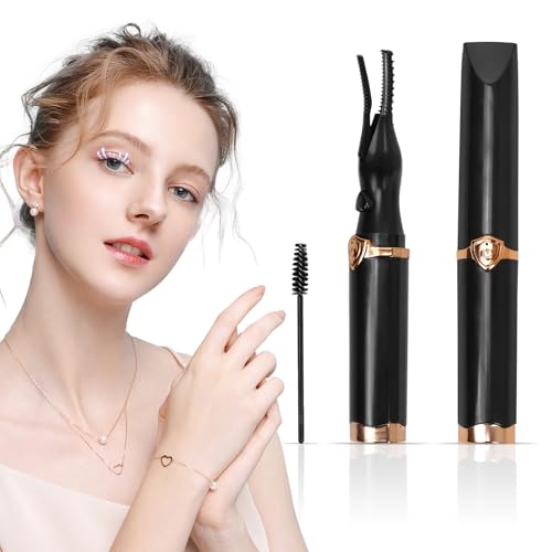 2025 New Heated Eyelash Curler for Women Mini Electric Eyelash Curlers Portable Electric Eyelash Curler Black USB Rechargeable 3 Heat Modes Natural Curling 24H Long Makeup Tool