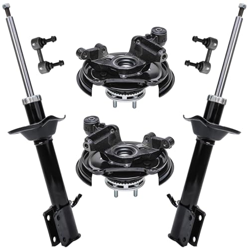 Image of Detroit Axle - Rear Steering Knuckles & Hub Bearings Shock Absorbers Sway Bar Links Replacement for 2003-2005 Subaru Forester - 6pc Set