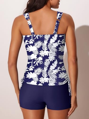 Summer Mae Womens Tankini Swimsuits Ruched Tummy Control Bathing Suits Two Piece Swimwear with Sporty Shorts 20253