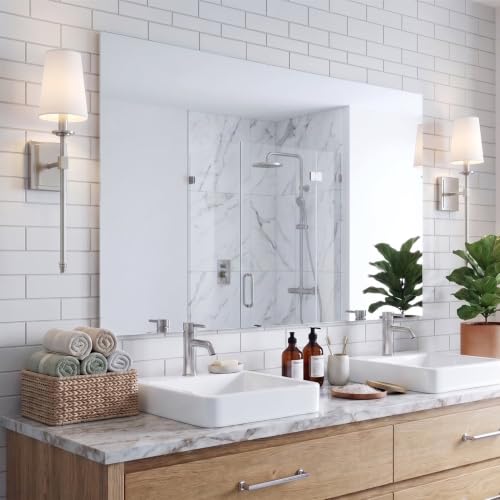 Image of Kira Home Torche 20 inch Mid Century Modern Wall Sconce for Bathroom Vanity | Tapered White Linen Shade, Silver Candle Wall Light with Elongated Tail, Brushed Nickel Finish