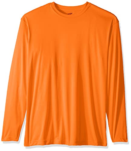 UltraClubs Women's Cool & Dry Sport Long-Sleeve Perf Interlock Tee, Bright Orange, Small