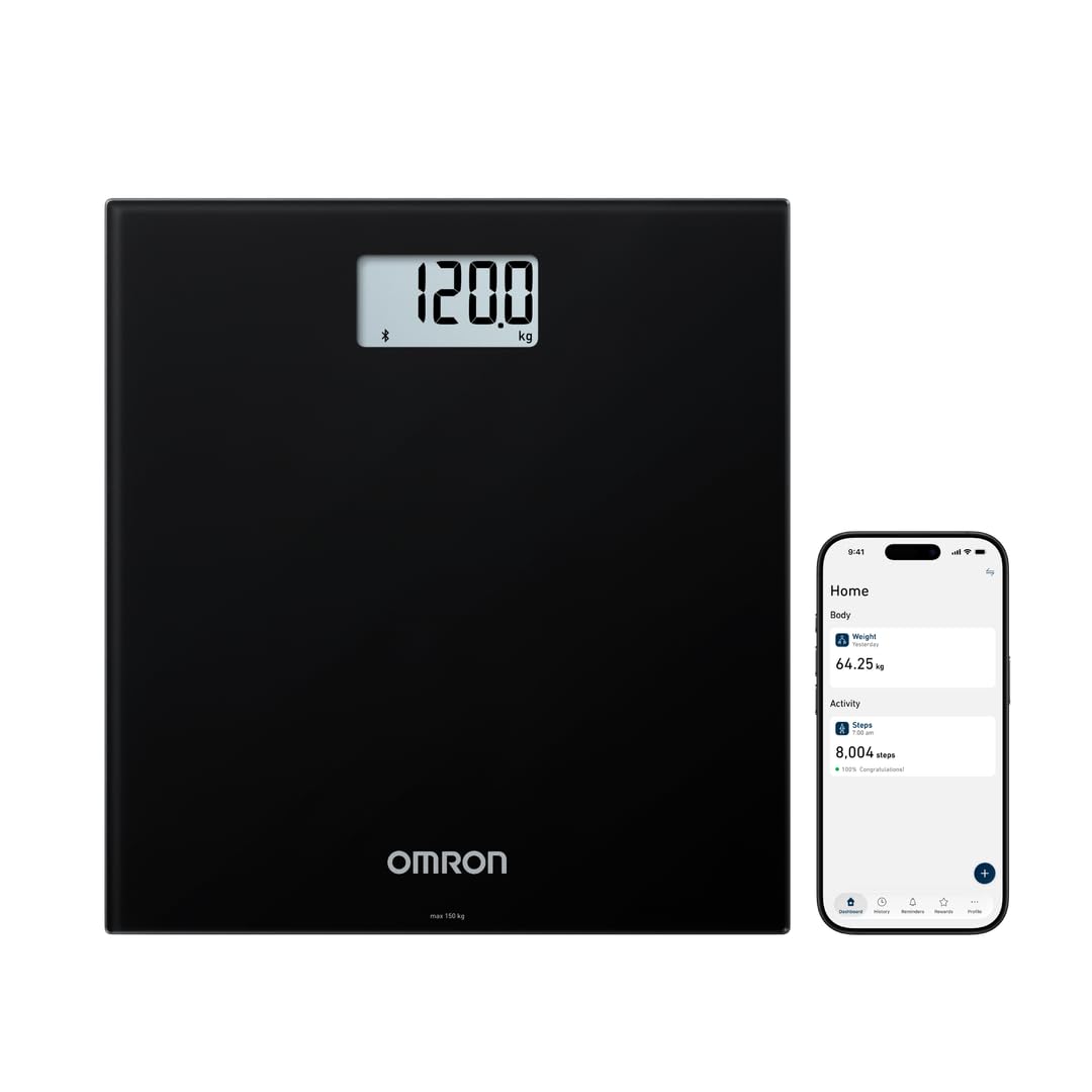 OMRON HN300T2 Intelli IT Báscula inteligente con Bluetooth | Mide el peso corporal y el IMC y sincroniza los resultados con la app OMRON Connect para seguir tu progreso