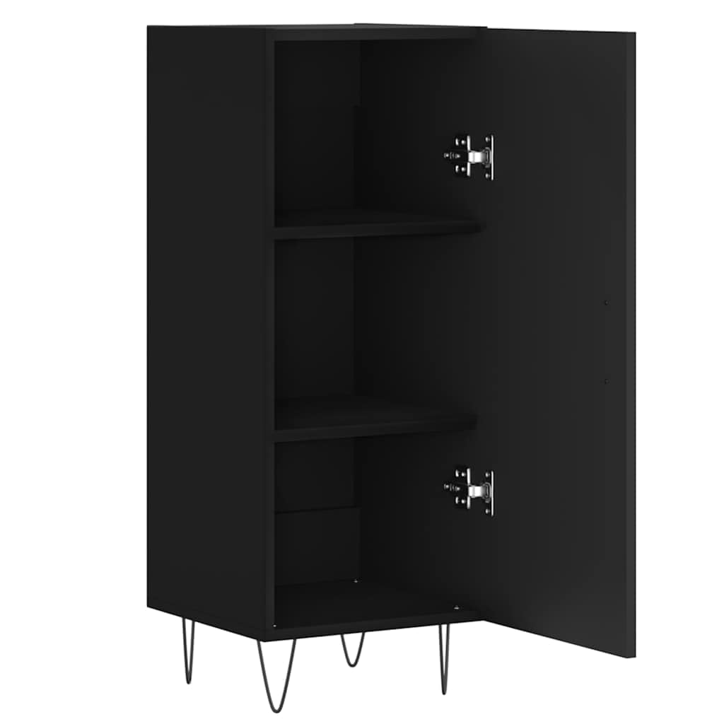 Sideboard Schwarz 34,5x34x90 cm Holzwerkstoff mit viel Stauraum für Wohnzimmer Esszimmer Flur und Büro, platzsparende Konsole mit Türen und Schubladen für Ordnung