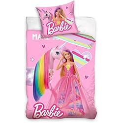 Funda Nordica Barbie Carbotex Barbie - Juego de funda nórdica y funda de almohada (135 x 200 cm y 80 x 80 cm, algodón) (BARB203046-4-135)