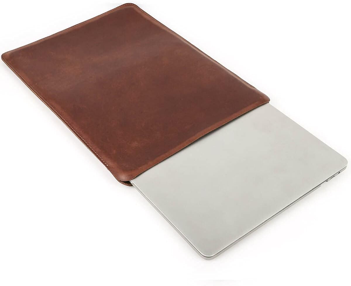 Genuine Leather Sleeve for 13.3" Ultrathin Laptop, Hiram Three in One Leather Sleeve, for Bottom Pad Mouse Pad