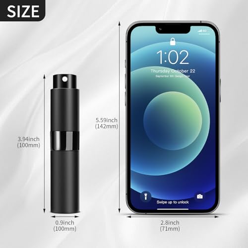 Perfume Travel Refillable Atomizer 8ML (3PCS) - Empty Cologne Spray Bottle, Portable & Leakproof Sprayer for Travel (Black)3