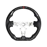 Carbon Fiber Steering Wheel for Nissan 370z 2008-2020, Forged Pattern Glossy with NAPPA Perforated Leather