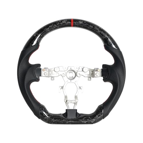 Carbon Fiber Steering Wheel for Nissan 370z 2008-2020, Forged Pattern Glossy with NAPPA Perforated Leather