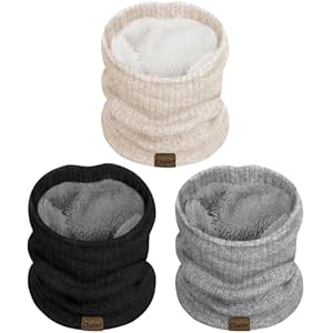 3 Pack Neck Warmer for Women Cold Weather Knit Winter Scarf Thick Infinity Neck Gaiter for Men Women