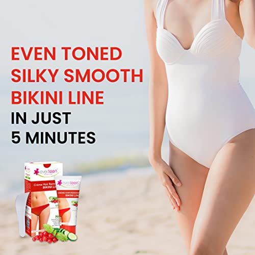 Image of everteen 50g x 4 Silky Hair Removal Cream for Women & Girls, Painless Hair Remover Cream for Bikini Line and Underarms with Cucumber, No Harsh Smell - Pack of 4