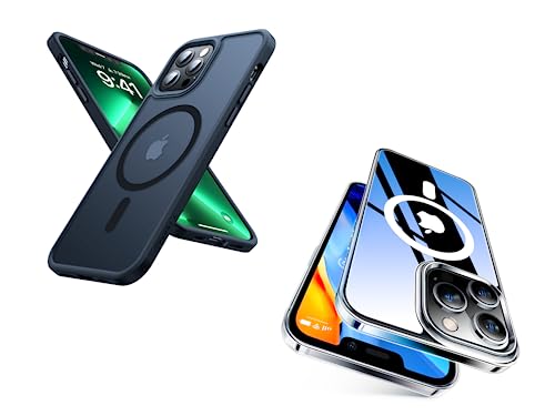 TORRAS Magnetic for iPhone 12 Case/iPhone 12 Pro Case, [Military Grade Drop Tested] [Compatible with MagSafe] Shockproof Translucent Hard Back Soft Slim Case for iPhone 12/12 Pro, Black & Clear