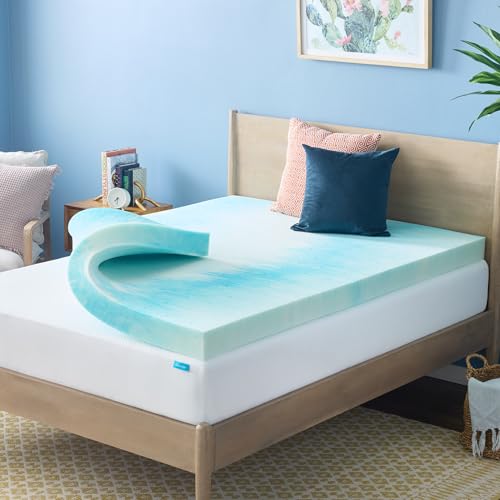 Linenspa 4 Inch Swirl Gel Memory Foam Mattress Topper, Queen Size...