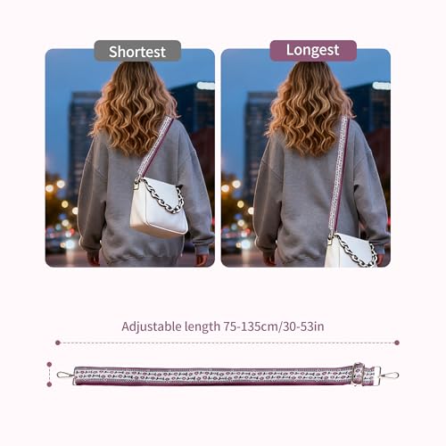 Image of Purse Strap, Adjustable Embroidery Flower 2 Inch Wide Purse Straps Replacement Crossbody for Women