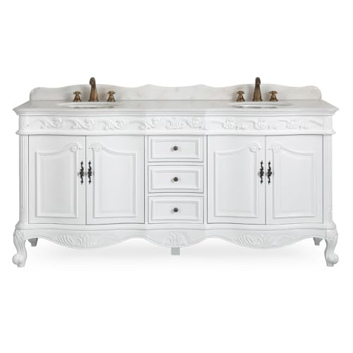 Benton Collection 72 Inch Beckham Bathroom Vanity with White Natural