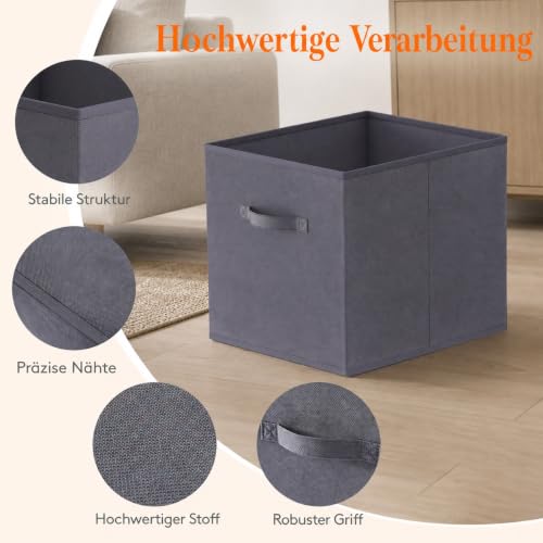 Lifewit Aufbewahrungsbox, 6 Stück, Grau, 26,5 x 26,5 x 28 cm, 20 L – Ansicht 4
