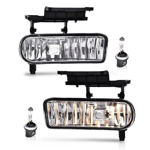 GPLUS CHEDA Fog Lights Assembly Compatible with 1999 2000 2001 2002 Chevy Silverado, 2000 2001 2002 2003 2004 2005 2006 Suburban Fog Light Lamps Left&Right(Clear lens)