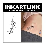 INKARTLINK Tattoo Tech, 2 Sheets Medium Semi Permanent Tattoo, Temporary Tattoos, Last 1-2 Weeks, Waterproof, Realistic Look, No Adhesive, No Reflection (Butterfly)