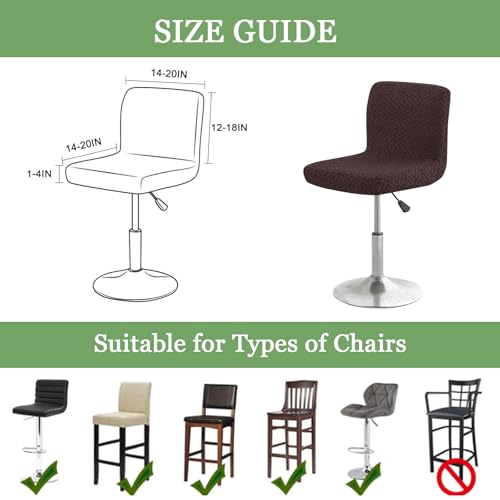 Image of FUANGUI Bar Stool Covers with Backs, 2 Pack Stretch Bar Stool Chair Covers, Knitted Jacquard Bar Stool Covers,Washable Bar Chair Covers Swivel Barstool Slipcovers (Knitted Coffee 01)
