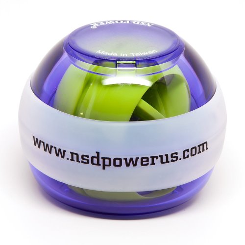 NSD Power Lit Spinner Gyroscopic Hand, Wrist & Forearm Exerciser, Small & Compact, Easy to Use, Variable Led Light Colors, Purple, 5 x 3 x 4.5"
