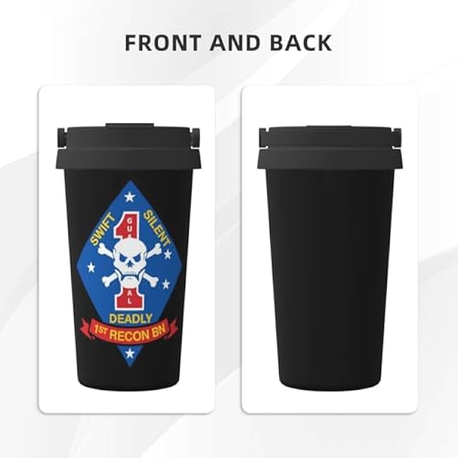 1st Recon Battalion Insulated Coffee Mug, Stainless Steel Vacuum Insulated Double Wall Travel Tumbler, 17oz