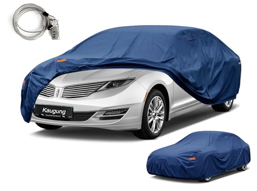 Image of Kaugung Custom Fit Sedan Car Cover for Lincoln MKZ (2006-2020), Heavy Duty Waterproof All Weather Outdoor Protection, Breathable Full Exterior Cover with Vent, Rain Sun Snow UV Proof
