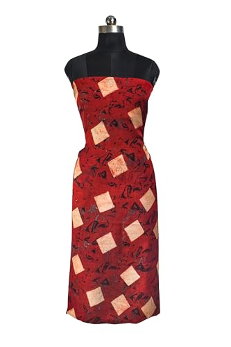 Image of Ethnics of Kutch Womens's Ajrakh Modal Silk Natural Dye Hand Block Print Unstitched Kurta Fabric