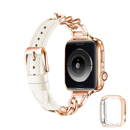 �R���p�`�u�� �A�b�v���E�H�b�` �o���h �{�v �X�e�����X �`�F�[�� Apple Watch Series SE3/SE2/SE/9/8/7/6/5/4/3/2/1 �ɑΉ� 42mm/44mm/45mm�i���[�Y�S�[���h(�I�t�z���C�g)&�J�o�[�j