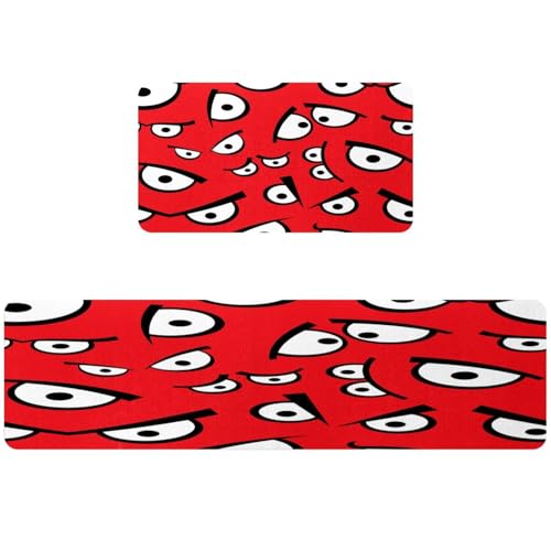 Tapete de cocina lavable antideslizante contra manchas alfombras absorbentes patrón de ojos 2