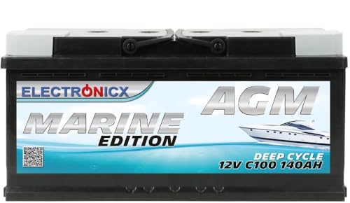 High Performance 140Ah Marine Edition AGM Battery - 140Ah 12V Car Battery Solar Battery Camping Battery Perfect for Solar Panels