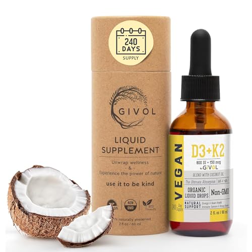 Vitamin D3 + K2 Liquid Drops (MK4 & MK7) Organic