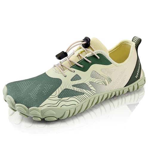 IceUnicorn Herren Damen Barfußschuhe Traillaufschuhe Fitnessschuhe Knit Minimalistische Breiter Zehenbox(A Grün 42EU)
