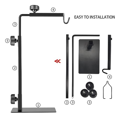 Bourdserk DJ00 Reptile Lamp Stand, Adjustable 16-31 Inch Domes Heat Lamp Metal Bracket Floor Light Holder For Reptile Terrarium Lighting Heating Light And Dome Lampshade thumb #5