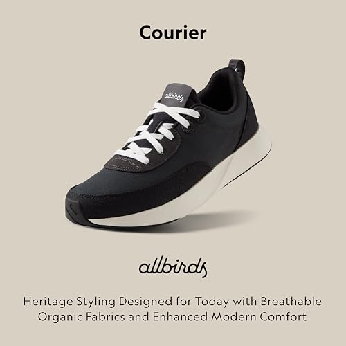 Allbirds Men’s Courier, Lightweight Retro-Inspired Everyday Sneaker - Dark Grey, Natural Black (Natural White Sole) - 11 Medium