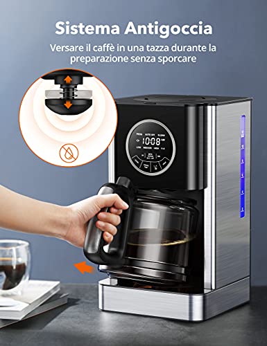 Kaffeemaschine, 1000 W, tropffreies System, 1,8 l, bis zu 12 Tassen, einstellbare Konzentration, 4 Stunden konstante… – Bild 6