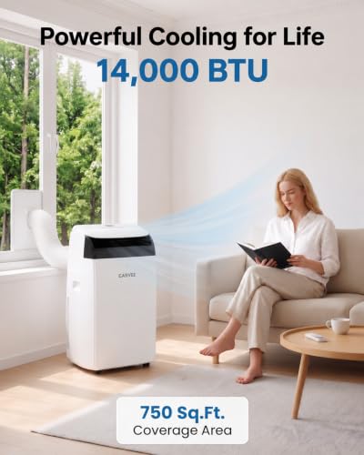 Image of 14000 BTU Portable Air Conditioners, 4-in-1 AC Unit with Cooling, Fan, Dehumidifier and Sleep Modes, for Rooms Up to 750 Sq.Ft, Remote Control, 24H Timer, Window Kit for Bedroom Apartment Dorm