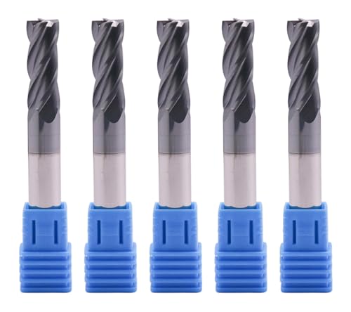 Image of 4 Flute Solid Carbide Square End Mill Set(5Pcs, 5 /16 inch), AlTiN Coated | 35 Helix, 5 /16 inch Cutting Dia, 5 /16 inch Shank Dia, 13 /16 inch LOC, 2-1 /2 inch OAL For Milling Alloy Steel, Hardened Steel, Iron, Copper