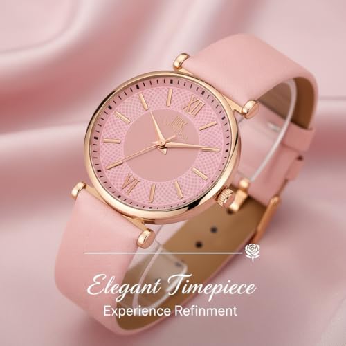 Image of IIK COLLECTION Watches for Women Round Dial |Analogue Quartz Movemnet Ladies Watch|Long Battery Life|Leather Bracelet Strap|Buckle Lock Clasp Safety Watches for Girls