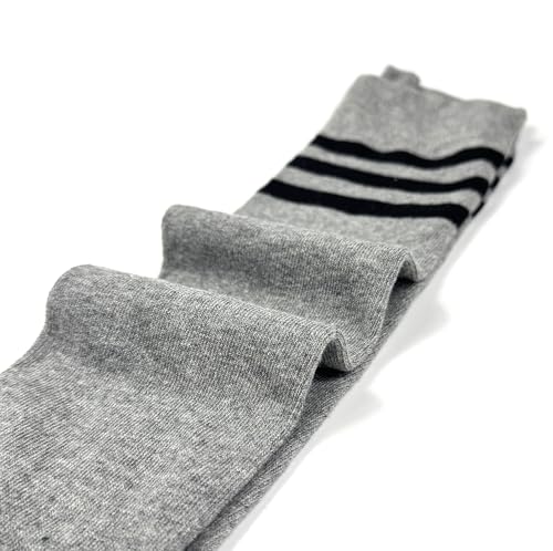 Image of Bestjybt Women Thigh High Socks Cotton Warm Striped Over Knee High Socks | Well-made Not Sheer Thick Leg Warmers Long Knee High Boot Socks Comfortable Thigh-friendly Stay up Fit Well