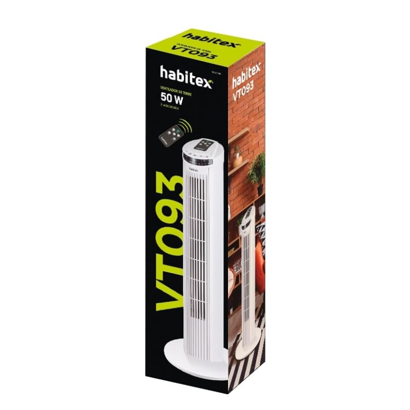 Habitex Ventilador Torre 29inch Blanco con Mando
