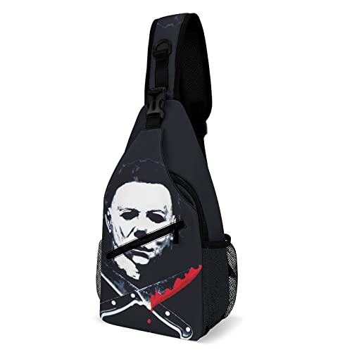 ZHANGXM Crossbody Sling Halloween Michael Myers Backpack Sling Bag Travel Hiking All Printed Chest Bag Daypack