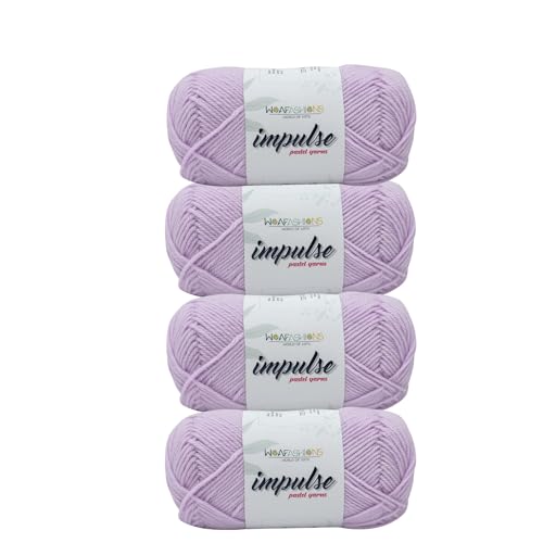 Image of Impulse Hand Knitting & Crochet Yarn, Premium Acrylic, 4 : Medium (Lilac) (4x100gms / 14.1oz)