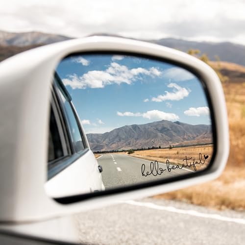 Image of Miarita 3X Hello Beautiful Rearview Mirror Decal, Vanity Mirror Stickers, Rear View Mirror Sticker (Hello Beautiful Black)