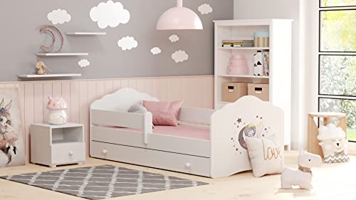 KOBI Lit Enfant FALA Blanc | avec Rangement é Tiroir | 160x80 cm | Lit Garcon Petite Fille Lits pour Enfants | avec Un Matelas et Un Cadre | Meuble la Chambre...
